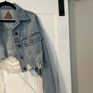 Distressed Cropped Denim Jacket